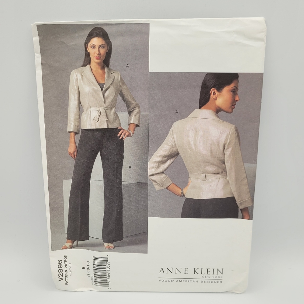 UNCUT Vogue American Designer Anne Klien V2896 Pantsuit Sewing Pattern